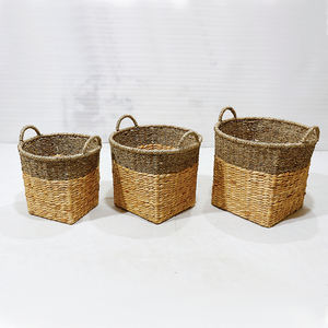Ensemble de 3 paniers de rangement pour linge en jacinthe d'eau naturelle écologique Artex Dong Thap, style rustique - Product Image 3