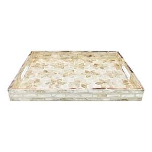 Plateau de service en bois MDF très vendu avec incrustation de coquillages décoratifs Décoration intérieure unique pour le service de nourriture dans les hôtels et les restaurants - Product Image 3