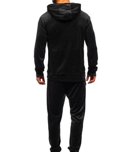 Ensemble pull à capuche de couleur unie pour hommes Sport Sweat à capuche deux pièces et pantalon de survêtement pour homme 100% coton - Product Image 5