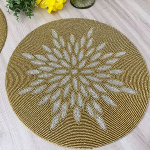 Factory Custom Eco-Friendly Luxury Wedding Beaded Coaster Handmade Glass Beads Animal Style Cup <b>Mat</b> Placemat Table Runner142 - Product Image 1