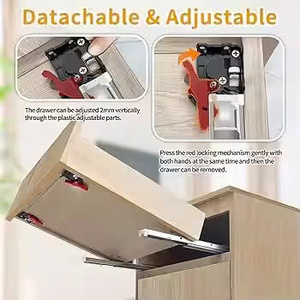 Diapositivas de cajón de montaje bajo montaje suave de extensión completa moderna, amortiguador de amortiguación, riel oculto, montaje inferior, accesorios de armario, cocina - Product Image 5