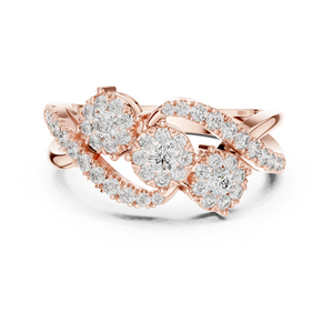 แหวนหมั้นเพชรทรงกลมสีเหลืองทอง 14K สำหรับผู้หญิง |   เพชรที่เพาะเลี้ยงใหม่ - Product Image 3
