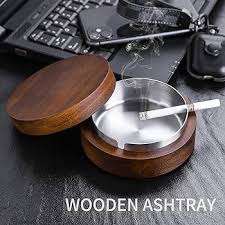 Modern Wooden <b>Ashtray</b> with Lid Latest Classic Design Customizable Tabletop for Home Decorative Cigar <b>Ashtray</b> - Product Image 3