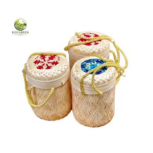 Caja de Almacenamiento Multiusos Hecha a Mano de Bambú con Tapa para Joyas, Dulces, Regalos de Boda y Decoración de Mesa - Product Image 6