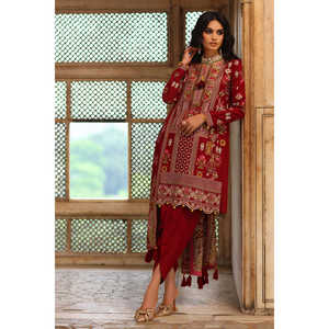 Costume en satin de soie brute brodé 3 pièces avec dupatta SP-52058 - Product Image 1