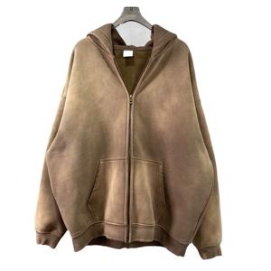 Sudaderas con cremallera personalizadas para hombre, sudaderas con capucha al por mayor de gran tamaño, vintage, desgastado, lavado ácido, sudaderas con cremallera, 100% algodón, forro polar, precio barato - Product Image 5