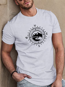 Camiseta de Manga Corta para Hombre, Verano 2025, Calidad Premium, Estampado de Brújula, Corte Holgado Informal, Talla Grande, Cuello Deportivo - Product Image 2
