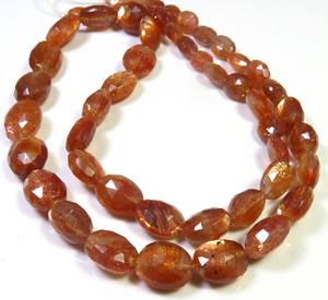 Alta calidad 17 \ "Strand Natural Sparkle Orange Sunstone 7-14mm Cuentas facetadas Gemas africanas sueltas inspiradas en cuentas de corte ovalado - Product Image 2