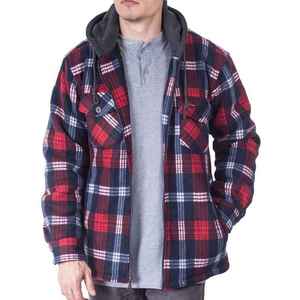 Vestes en flanelle pour hommes de haute qualité pour hommes grandes et hautes poches d'hiver zippées veste sweats à capuche pour hommes veste de chemise en polaire à capuche - Product Image 1