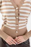 Femmes col en v tricots Cardigan à manches longues chaud respirant Cardigan Blouse avec bouton de perle motif rayé Services OEM