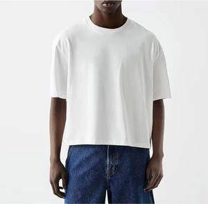 Fabricant T-shirt personnalisé pour hommes, coupe boxy, épaules tombantes, poids lourd tricoté, logo de grande taille à motif solide - Product Image 4