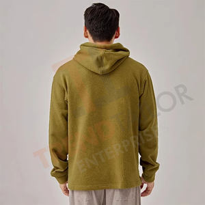 Sudadera con Capucha para Hombre, Otoño Invierno, 100% Algodón de Fibra Larga, Corte Holgado, Cuello Redondo, Color Sólido - Product Image 4