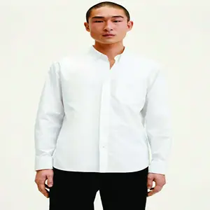 New Style Amazon Men's Cotton Linen Henley Shirt Hippie Casual Stand Collar Long Sleeve Shirt for Men