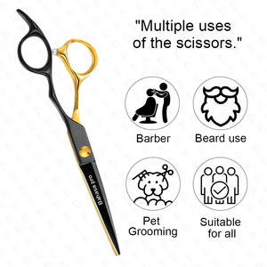 Tijeras de peluquero negras doradas, hoja de afeitar afilada de acero inoxidable, tijeras de aseo, herramientas de belleza para salón y uso Personal - Product Image 3