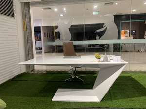 Luxury Modern White Executive <b>Office</b> Desk L Shaped Wooden CEO Manager <b>Table</b> High End Paint Finish Modular Workstation Furniture - Product Image 1