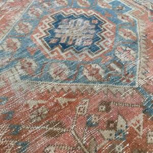 Alfombra Vintage de 2.7x5.6 pies, Alfombra Azul Abstracta de Lana - Product Image 4