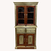 Almirah en bois naturel bois Design classique autoportant Almirah armoire en verre armoire polie pour la décoration de la maison et du bureau
