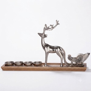 Figura de Reno Navideño con Base de Madera, Portavelas para Velas de Té, Decoración Festiva para Mesa, Decoración Navideña para el Hogar, Artículo de Regalo - Product Image 1