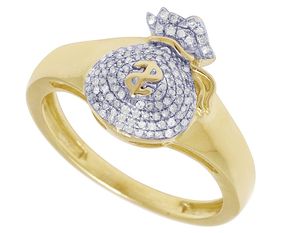 Anillo de Hip Hop Personalizable con Símbolo de Bolsa de Dinero para Hombre, Oro Sólido de 10K, Diamantes Cultivados en Laboratorio, Joyería para Bodas y Fiestas - Product Image 3