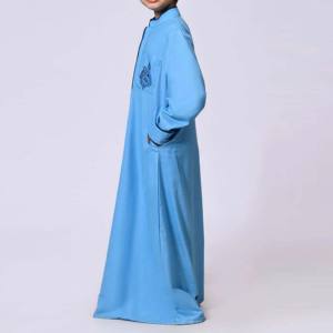 Dubai Muslim Kids Islamic Clothing Breathable High Quality Thobe Thawb Solid Color Long Sleeve Plus Size Modest Cotton Men - Product Image 3