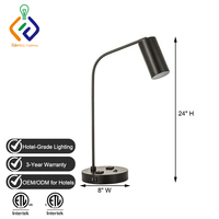 Lampe de bureau incurvée Kawell OEM ODM en gros pour hôtels, avec prises et ports USB