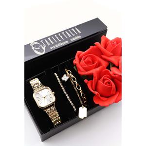 Orologio da donna in oro personalizzato, bracciale speciale e Set di Rose rosse - Product Image 2