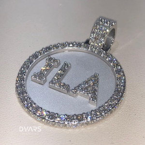 Fully Iced <b>Charm</b> Circle <b>Pendant</b> VVS1 Lab Grown Filled <b>Moissanite</b> Diamond Hip Hop <b>Pendant</b> 925 Sterling Silver Gold Plated Unisex - Product Image 3