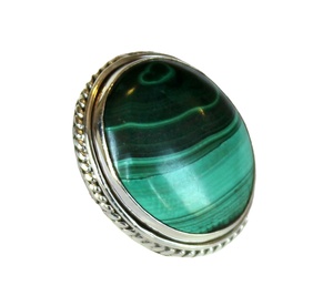 Anillo Moderno de Plata de Ley 925 con Malaquita, Moda para el Día a Día, para Coleccionistas y Entusiastas, Calidad Premium - Product Image 2