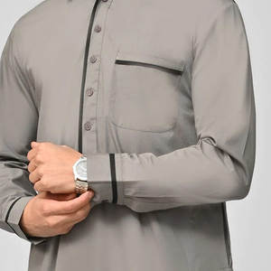 Offre Spéciale sur mesure hommes Jubbah Thobes nouveau Design de mode vêtements islamiques grande taille XS Style traditionnel uni blanc respirant - Product Image 6