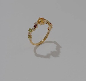 Citrine Multi-Gemstone <b>Cocktail</b> <b>Ring</b> S925 Sterling Silver 14K <b>Gold</b> Plated OEM ODM Bulk Wholesale Thailand - Product Image 1