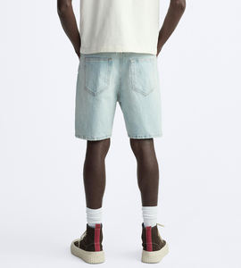 กางเกงยีนส์ขาสั้นสำหรับผู้ชายกางเกงขาสั้นผ้ายีนส์วินเทจปักลายสตรีทแวร์กางเกงยีนส์ซักกรดออกแบบได้ตามต้องการฤดูร้อน - Product Image 4