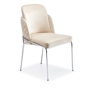 Chaise de salle à manger rembourrée de luxe moderne, écologique et de qualité supérieure, avec base en métal, couleur grise, pour la maison et l'hôtellerie - Product Image 4