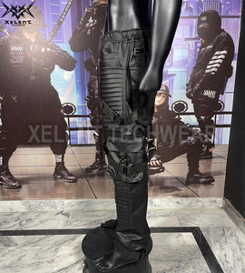 Haute qualité hommes mode coureurs pantalons de survêtement laminé caoutchouc fermeture éclair noir Cargo Techwear Harem Sport décontracté pantalons de course - Product Image 3