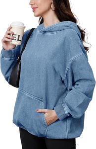 OEM personnalisé hommes décontracté à capuche Jersey côtelé cordon de serrage goutte épaule surdimensionné Boxy à capuche en détresse délavé brodé - Product Image 2