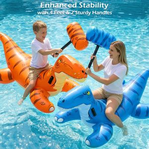 Premium Inflatable Dinosaur <b>Pool</b> Float Ride On with Toy Hammers <b>Pool</b> Games Toys for Kids Teens Adults Summer Lake Beach Party - Product Image 4