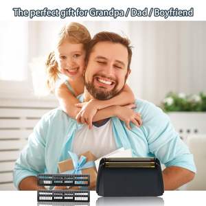 1 Paquete de Repuesto de Alta Resistencia para Afeitadora Eléctrica de Doble/Triple Cuchilla, Barra de Corte de Lámina Dorada, Lavable, Alimentación USB, para Afeitado Facial - Product Image 2