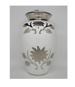 Urna de cenizas de cremación blanca Brampton de latón Urnas de cremación para adultos con bolsa de terciopelo gratis - Product Image 1