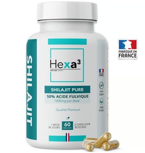 Caja de 60 Cápsulas de Extracto Herbal de Shilajit, 50% Ácido Fúlvico, 30 Días de Apoyo Inmunológico Hexa3 - Product Image 1