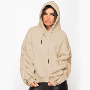 Sudadera con Capucha Extra Grande Personalizada para Mujer, Sudadera con Capucha Estilo Pullover, Ropa Urbana OEM, Color Sólido, Transpirable - Product Image 6