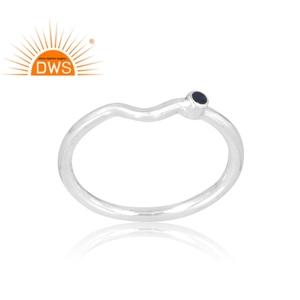 Anillo de piedras preciosas de zafiro azul natural de Plata de Ley 925 más vendido, fabricante de joyería personalizada - Product Image 1