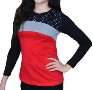 T-shirt pour homme à manches longues en coton 100% à col rond à motif écossais tendance à deux tons Écologique Coupe ajustée Printemps - Product Image 3