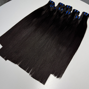 Natural Black Bone Straight Human <b>Hair</b> <b>Extensions</b> Silky Full Ends Double Weft Bundles For Seamless Sew In <b>Hair</b> Looks - Product Image 4