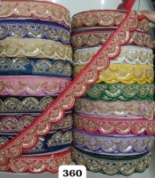 Belle dentelle de garniture en viscose écologique soluble dans l'eau avec broderie florale indienne à sequins, 2 pouces, pour vêtements féminins