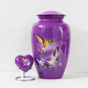 Pink Aluminium Adult Hummingbird Cremation Urn for Human Ashes Free <b>Velvet</b> <b>Bag</b> Memorial Metal adult Urn and Keepsake - Product Image 6