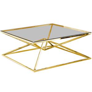Modern Eco-Friendly Living Room Furniture Extendable Cross Legs Glam <b>Mirror</b> <b>Coffee</b> <b>Table</b> in Silver Tone - Product Image 2