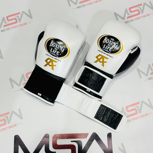 2025 nuevo hecho a medida de alta calidad de cuero de vaca genuino negro/blanco sin boxeo sin vida guantes de boxeo con cordones para adultos - Product Image 2