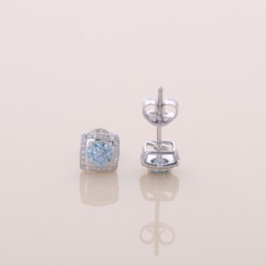 Boucles d'oreilles de luxe en diamant bleu rond de 0,64 ct cultivé en laboratoire, certifiées IGI, plaquées rhodium, or jaune, blanc et rose 9 carats - Product Image 6