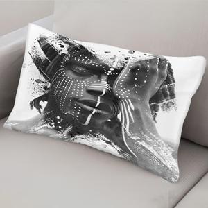 Coussin imprimé Portrait Africain Noir et Blanc Afro-Américain - Décoration Bohème Moderne, 30x30 cm - Product Image 4