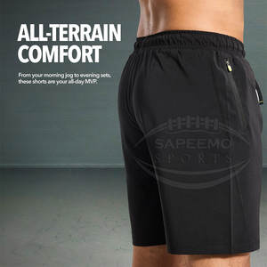 Shorts de course décontractés pour hommes, tissu en coton/polyester respirant et à séchage rapide, ultra léger, fermeture à cordon pour la course à pied - Product Image 5