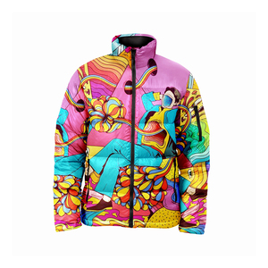 Veste matelassée d'hiver personnalisée de haute qualité pour hommes col montant veste imprimée sur toute la surface veste matelassée sublimée traitement enduit - Product Image 2